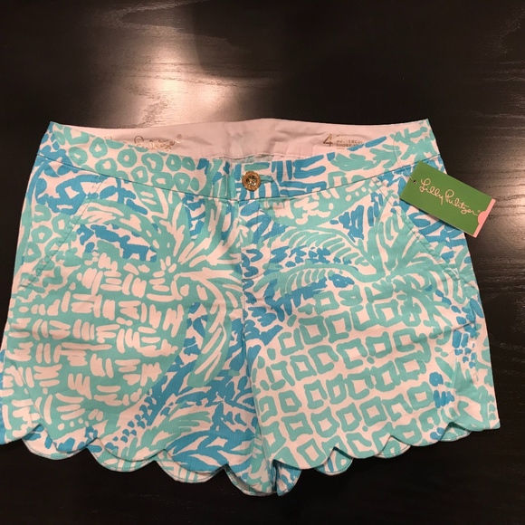 Lilly Pulitzer Pants - Lilly Pulitzer Buttercup Shorts, Seaside Aqua 4
